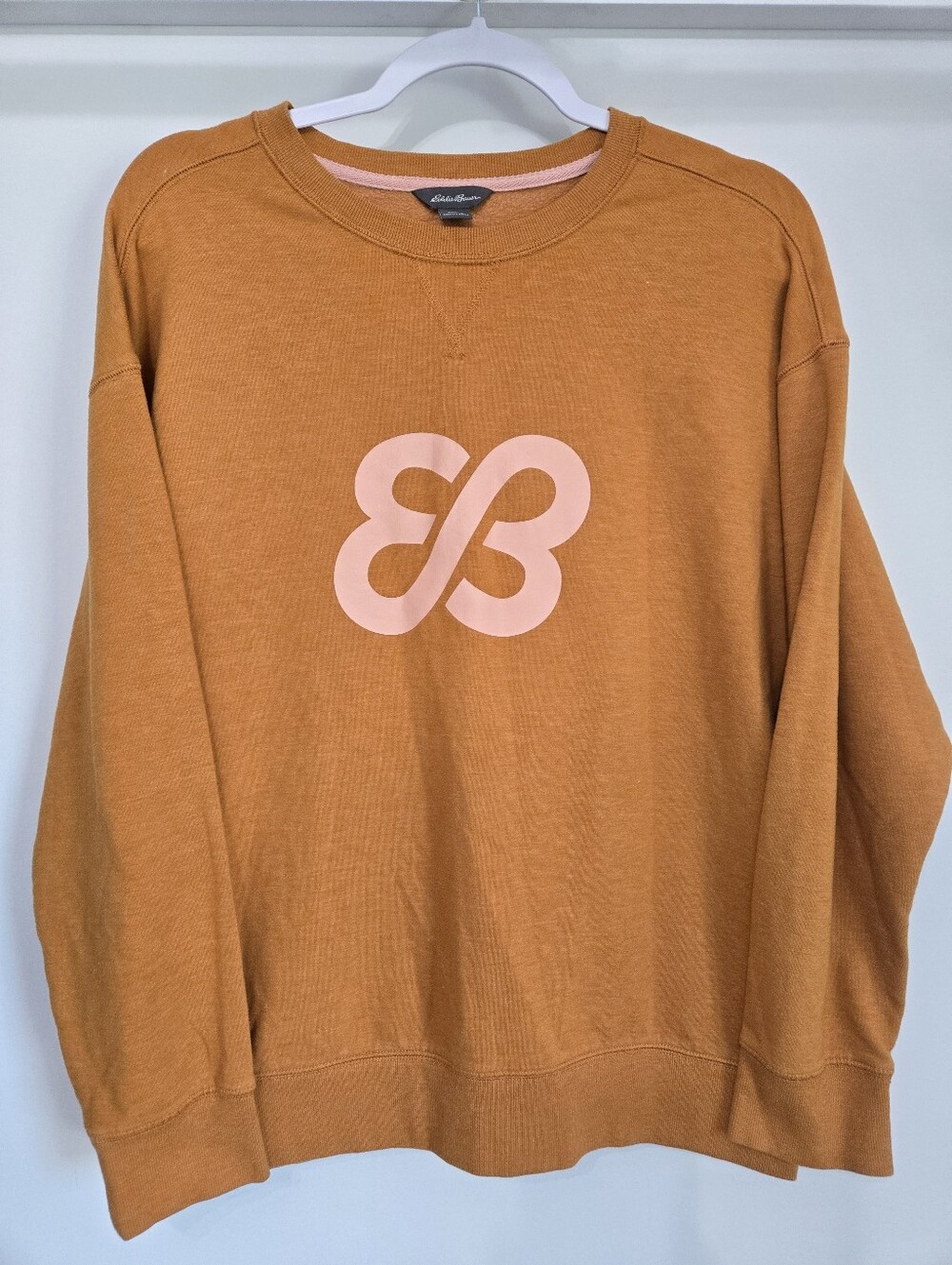 Eddie Bauer Graphic Crewneck Sweatshirt Women’s Large Mustard Orange Peach Pink